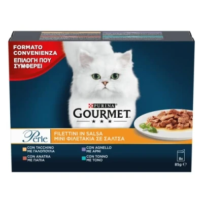 Afbeelding van Purina Gourmet Natte parels kat filets in saus met kalkoen, tonijn, eend, lam 80 zakjes à 85 g (verpakking van x g)