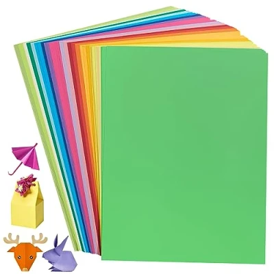 Afbeelding van Gekleurd origami papier, 200 vellen, 20 heldere kleuren, 8,3 x 11,7 inch, 70 g/m², dubbelzijdig A4 vouwpapier, voor knutselprojecten, kinderen, volwassenen