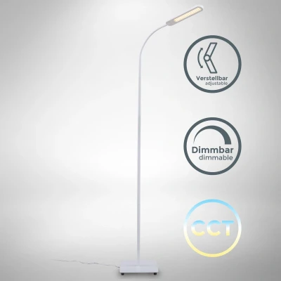 Afbeelding van B.K.Licht Witte Vloerlamp CCT LED touch dimbaar voor woonkamer binnen staande lamp ingebouwde dimmer staanlamp booglamp leeslamp h: 158.6cm met 1 lichtpunt 600Lm 6.5W