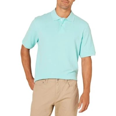 Afbeelding van Amazon Essentials Men&#039;s Poloshirt van piqué katoen met normale pasvorm (verkrijgbaar in grote en lange maten), Aquablauw, S