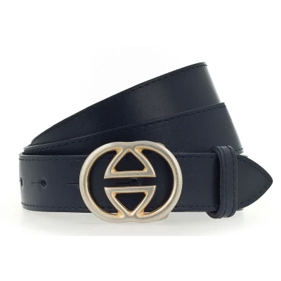 Afbeelding van Vanzetti Leren Riem Leather Buckel Belt W100 Marine Donkerblauw