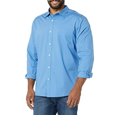 Afbeelding van Amazon Essentials Regular Fit Stretch Poplin overhemd met lange mouwen, lichtblauw, XL
