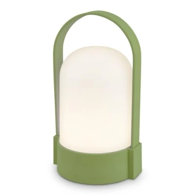 Afbeelding van BRILONER Draadloze LED tafellamp IP44, touch, dimbaar, vervangbare accu, nachtlamp, leeslamp, LED, campinglamp, tafellamp, buiten, 9x8x15,5 cm, limegroen