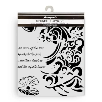 Afbeelding van Stamperia Silent Sea Thick Stencil 20x25cm Wave and Shell (KSTD177)