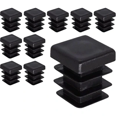 Afbeelding van SKIR&#039;CO (10 stuks) vierkante kunststof pluggen 12 x mm, matte buiseindkappen, buisinzetstukken, hekpaalpluggen, zwart RAL 9005