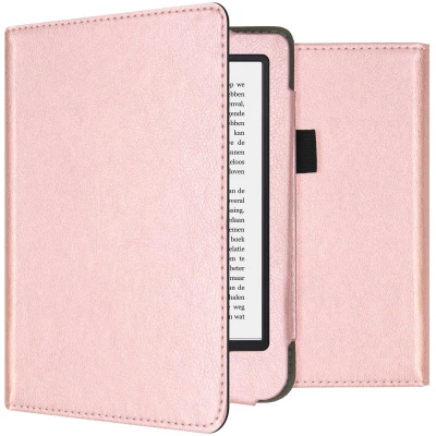 Afbeelding van Kobo Clara 2E Hoes: iMoshion Vegan Leather Bookcase Rosé Goud Kunstleder E Reader Hoezen