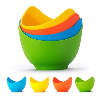 Afbeelding van 4 stuks siliconen eierstroper, bpa vrij food grade materiaal eierpocheerbekers, perfect gepocheerd eier maken, gepocheerde eiermaker set