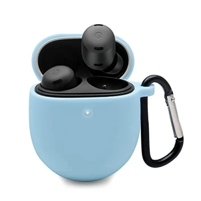 Afbeelding van GIOPUEY Cilicone Hoesje compatibel met Google Pixel Buds Pro, ultradunne zachte hoes, slim fit, valbestendig, niet gemakkelijk vuil blauw