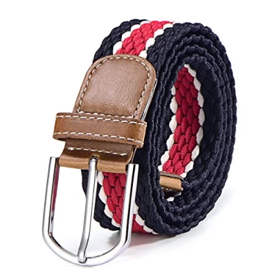 Afbeelding van Stoffen riem gevlochten en elastische voor dames heren lengte 100 cm tot 130 rood