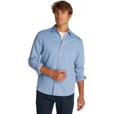 Afbeelding van Tommy Jeans Regular FIT Shirt Overhemd, Heren, Maat: XL, Denim light