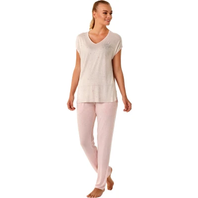 Afbeelding van Feyza Dames Pyjama Set, Korte Mouwen, Roze M