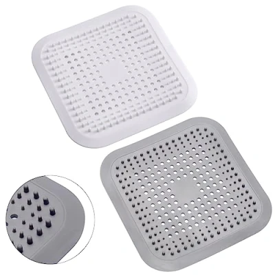 Afbeelding van Alyvisun 2Pcs Siliconen Doucheafvoer Haarvanger met Zuignap, Opvouwbare Afvoerbeschermer Haarfilter, Gootsteen Afvoerzeef Universele voor Keuken, Badkamer, Badkuip (Wit + Grijs)