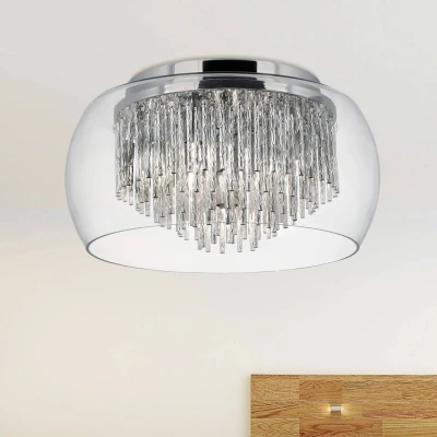Afbeelding van Searchlight Glas plafondlamp Curva met alu spiralen