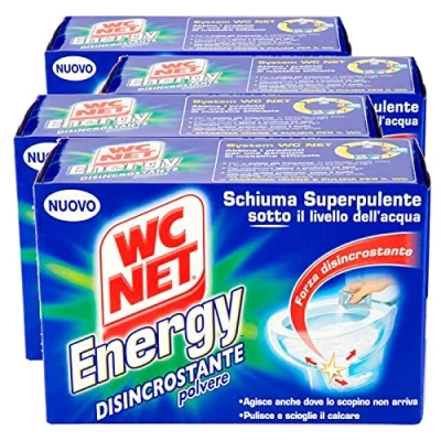 Afbeelding van Wc Net Energy ontkalker, antikalk poeder voor toilet, zelfreinigend schuim, 4 zakken x verpakkingen