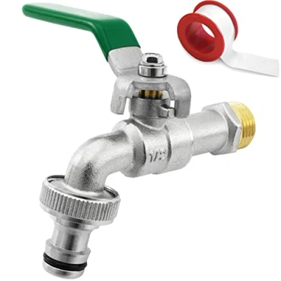 Afbeelding van Premium 1/2&#039;&#039; Inch Messing Waterkraan Roest en Vorstbestendig + 1x Kraanaansluiting E Book voor Tuin, Wasmachine, Regenton
