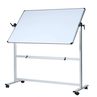 Afbeelding van VIZ PRO Dubbelzijdig magnetisch roterend mobiel whiteboard, aluminium frame &amp; standaard, 150 x 120 cm