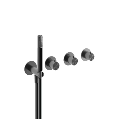 Afbeelding van HotBath Archie Afbouwdeel douche thermostaat met 2 stopkranen zonder uitloop Geborsteld Gunmetal PVD AR7071EXTBGP
