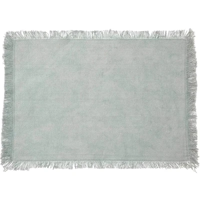 Afbeelding van Secret de Gourmet Maha Placemat katoen met franjes Set van 4 stuks 45x30cm Mintgroen