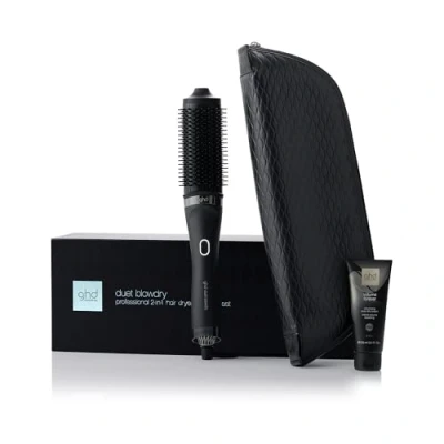 Afbeelding van GHD Duet Blowdry Gift Set 2 in 1 föhnborste (Zwart) Iced Luxe collectie Droogt met 3x meer volume, 50% glans, geen pluis. Alle haartypes Inclusief volumizing blow dry cream en etui.