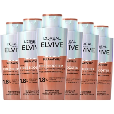 Afbeelding van 6x L&#039;Oréal Elvive Fiber Booster Anti Haaruitval Shampoo 200 ml