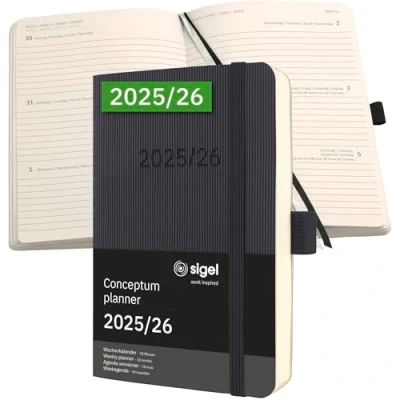 Afbeelding van SIGEL C2607 Wochenkalender Conceptum 2025/2026, ca. A6, schwarz