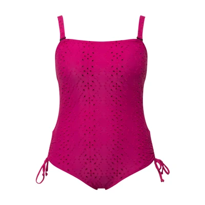 Afbeelding van Ulla Popken, Dames, grote maten, badpak Olivia, rankenstructuur, lila, 42