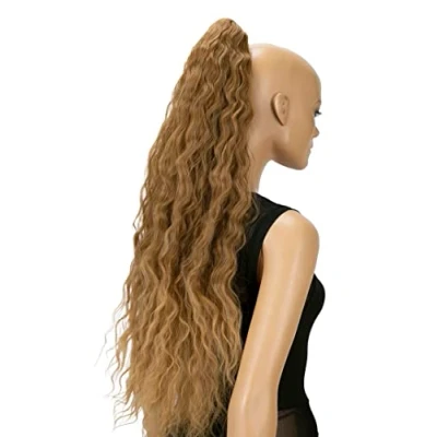 Afbeelding van CAISHA 70 cm Extra Lang Volumineus Golvend Haarstukje Met Clip On Vlecht Paardenstaart Hittebestendige Synthetische Vezels Lichtbruin Mix H725
