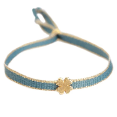 Afbeelding van Geweven armband klaver blauw