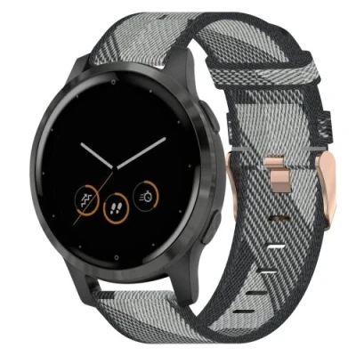Afbeelding van Garmin Venu 3s / Vivoactive 4s 2s Vivomove Forerunner 255s Canvas nylon bandje Grijs