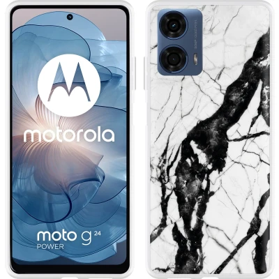 Afbeelding van Cazy Hoesje geschikt voor Motorola Moto G04/G04s/G24/G24 Power Marmer Design