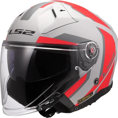 Afbeelding van LS2 OF603 Infinity II Focus Jet Helm, grijs rood, afmeting XL voor man