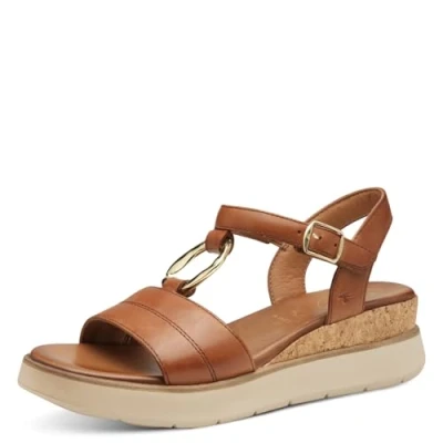 Afbeelding van TAMARIS Comfort Damessandalen met sleehak, cognac, 41 EU, EU