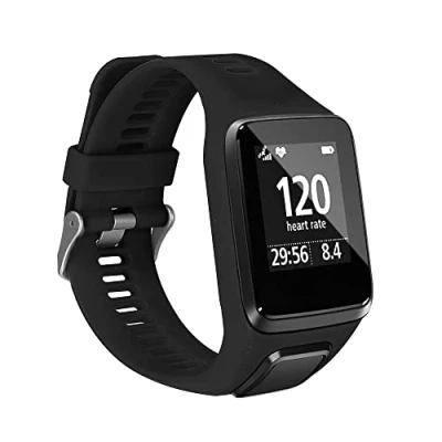 Afbeelding van kwmobile horlogebandje geschikt voor TomTom Adventurer/Runner 3/Spark 3/Golfer 2 polsband Smartwatch bandje van TPU Activity tracker horloge band in zwart