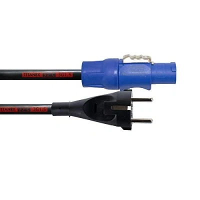 Afbeelding van Cordial CFCA 10 S Stroom Aansluitkabel [1x Randaarde stekker 1x PowerCon stekker] 10.00 m Blauw