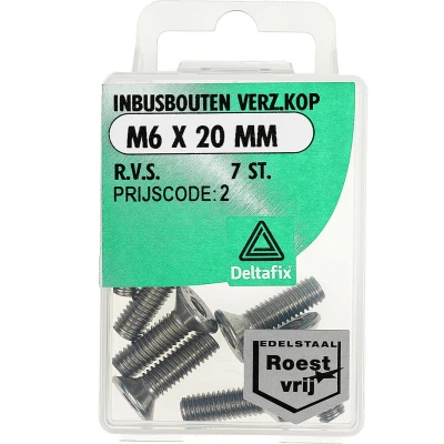 Afbeelding van Deltafix inbusbout platkop r.v.s. a2 m6 x 20 mm din 7991 7 st.