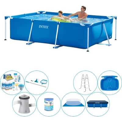 Afbeelding van Intex Frame Pool Rechthoekig 260x160x65 cm Zwembad Bundel