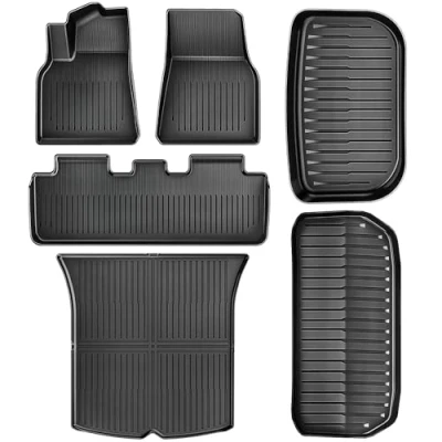 Afbeelding van YITAHOME Tesla model Y Vloermatten, totale set, all weather, antislip, hoogwandig, 3D waterdichte rubberen matten, vloerbedekkingen, set compatibel met 2024, 2023, 2022, 2021, 2020, 6 stuks