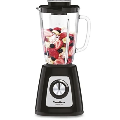 Afbeelding van Moulinex Blendforce, elektrische mixer, glazen kom, 1,75 l, vermogen 800 W, veilige vergrendeling, ergonomisch, korrelmolen, smoothies, gemalen ijs, zwart LM430810