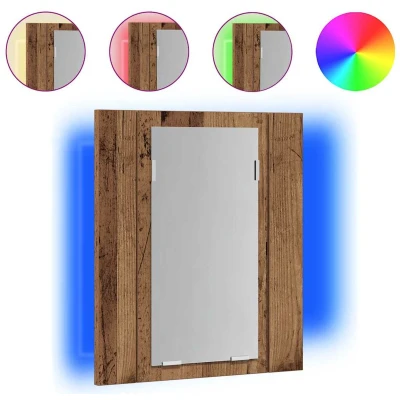 Afbeelding van vidaXL Badkamerspiegelkast LED 40x12x45 cm bewerkt hout oud hout, badkamerkast, badkamerkastje, toiletkastje, badkamer kast, medicijnkastje