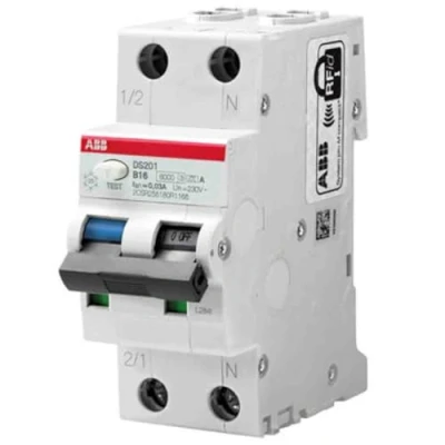 Afbeelding van ABB RCBO System Pro M Compact DS201 FI/LS schakelaar 20A, 2 polig, gevoeligheid 300 mA, montage op DIN rail