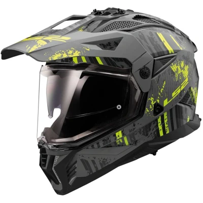 Afbeelding van LS2 Helm Pioneer II Crazy MX702 mat zwart / fluorgeel maat XS
