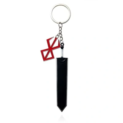 Afbeelding van CuNto Game Berserk Guts Zwaard Sleutelhanger Legende Krijger Zwart Zink Legering Hanger Wapens Auto Mannen Anime Accessoires, rood, L