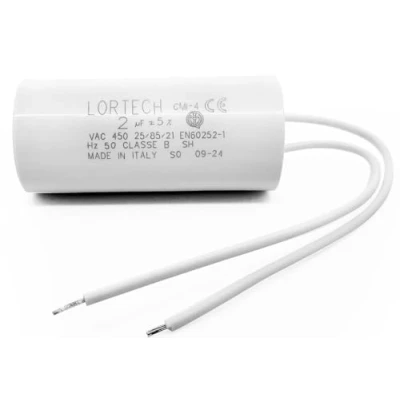 Afbeelding van Motor condensator 2µF 450V 25x55mm kabel 2