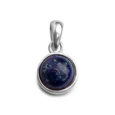 Afbeelding van Zentana Lapis Lazuli Ketting Hanger Rond Geslepen 925 Sterling Zilverkleurig