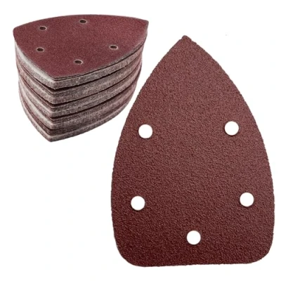 Afbeelding van 50 stuks schuurpapier driehoekige schuurmachines, 80 korrel 5 gaats schuurpads klittenband deltaschuurbladen voor schuurmachine 140 x 100 mm
