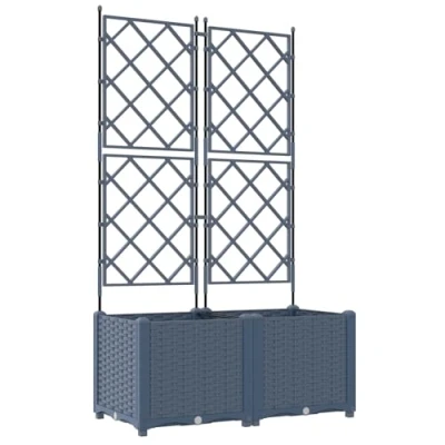 Afbeelding van vidaXL Tuin Plantenbakken Grijs Kunststof 80 x 40 143 cm