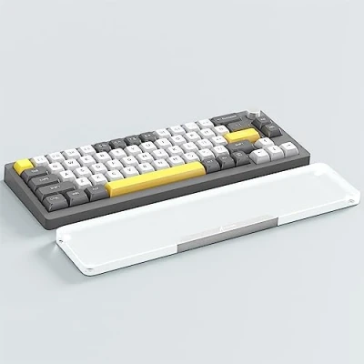 Afbeelding van Attack Shark 87 Toetsen Acryl Polssteun, CNC Aluminium Legering Transparante Handpalmsteun, 75% Indeling TKL Gaming Mechanisch Toetsenbord Ergonomische Pols Ondersteuning, Anti Slip Zilve