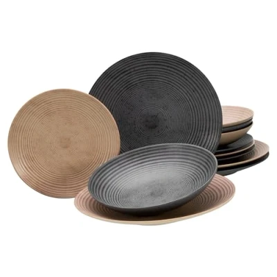 Afbeelding van CreaTable, 13139, serie Catania, 12 delige serviesset, bordenset van aardewerk, vaatwasser en magnetronbestendig, Made in Portugal