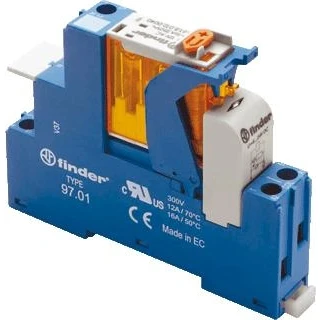 Afbeelding van Finder interfacerelais voet relais moduul clip schroefaansluiting 1x wissel 16a 250vac spoel 230vac contact agni led varistor 4c 01 8 230 0060