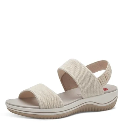 Afbeelding van Jana Softline 8 28769 42 109 Offwhite Comfortabele extra brede alledaagse schoen, feestelijk, elegant, platte sandalen, 39 EU breed, gebroken wit, Breed